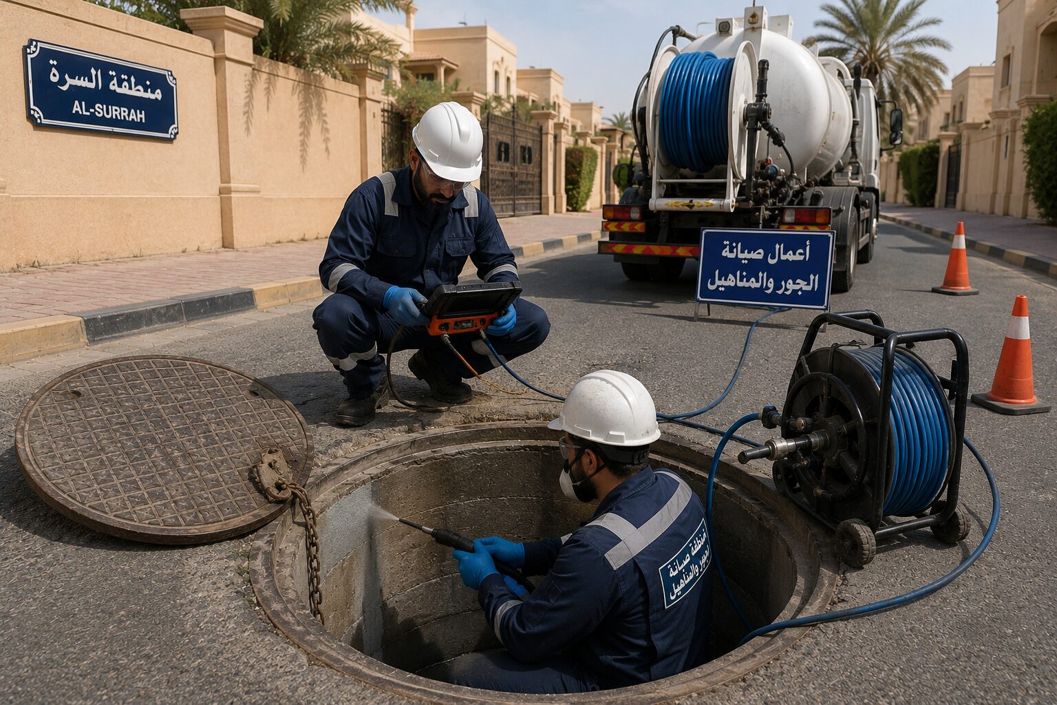 فريق مختص لفحص المنهل في سرة بالكويت