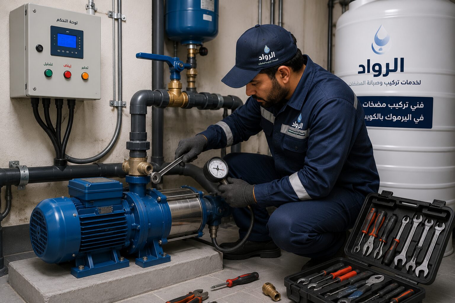 فني متخصص تركيب مضخات باليرموك في الكويت